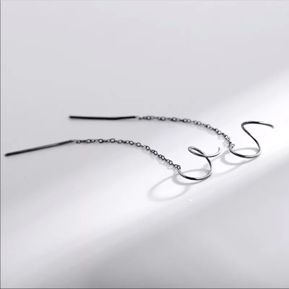 Silver Plated Spiral Curved Earring Threaders - Picture 3 of 4